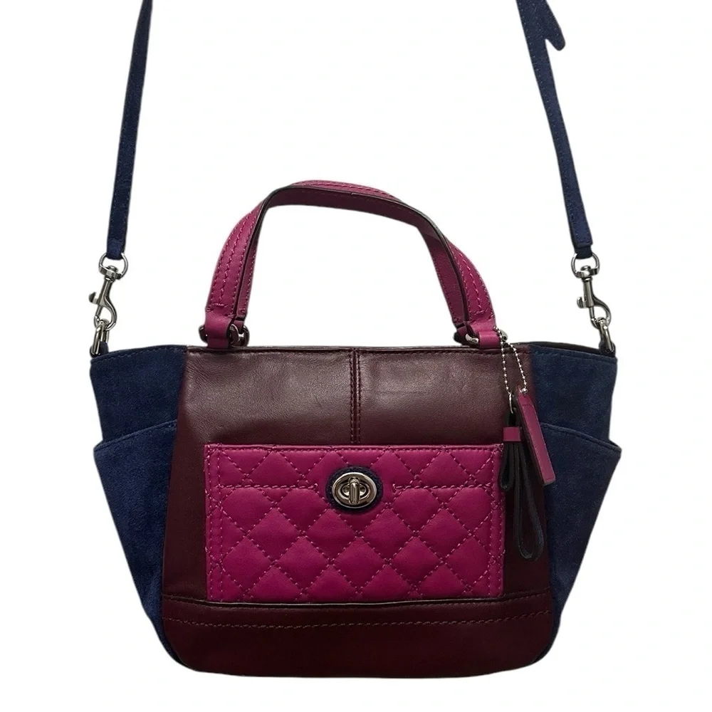 Coach Park Mini Leather Suede Satchel Color Block Quilted #F49865 New With Tags - Picture 9 of 16